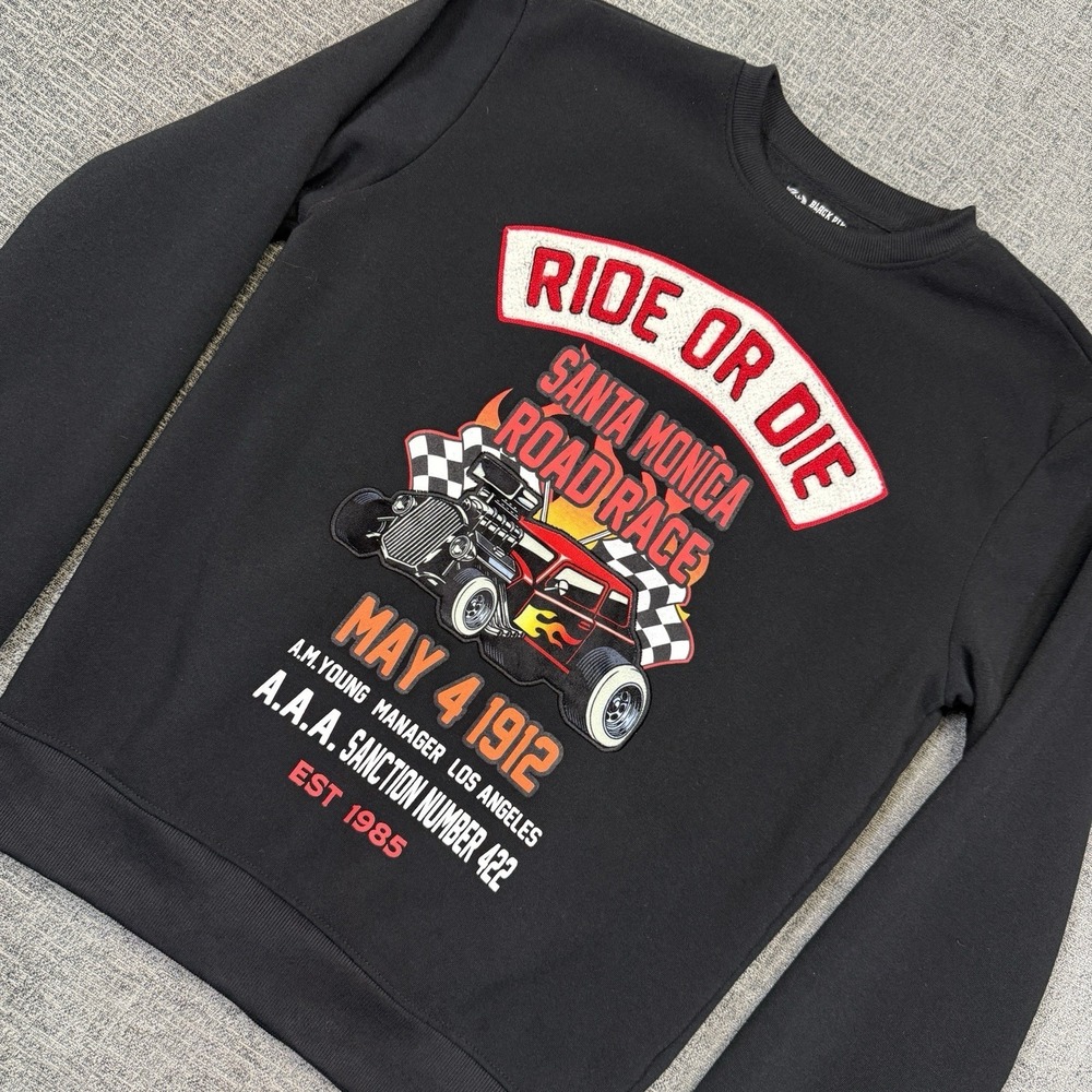 Black Pike Crewneck Men's Large Black Ride Or Die Santa‎ Monica Road Race